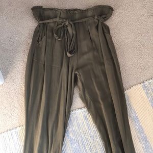 Olive green tie pants